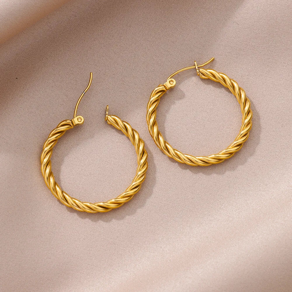 Vintage Twist Hoop Earrings