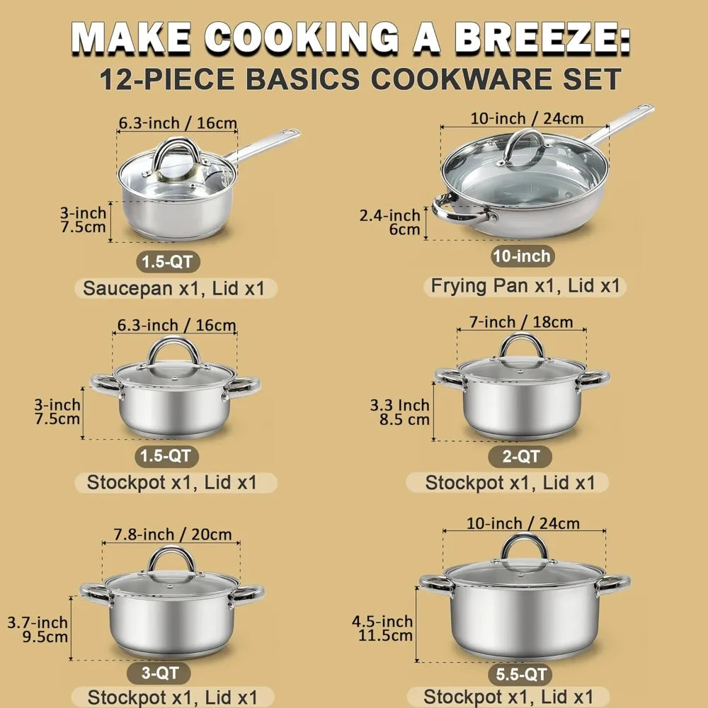 12 Pcs Kitchen Cookware Sets