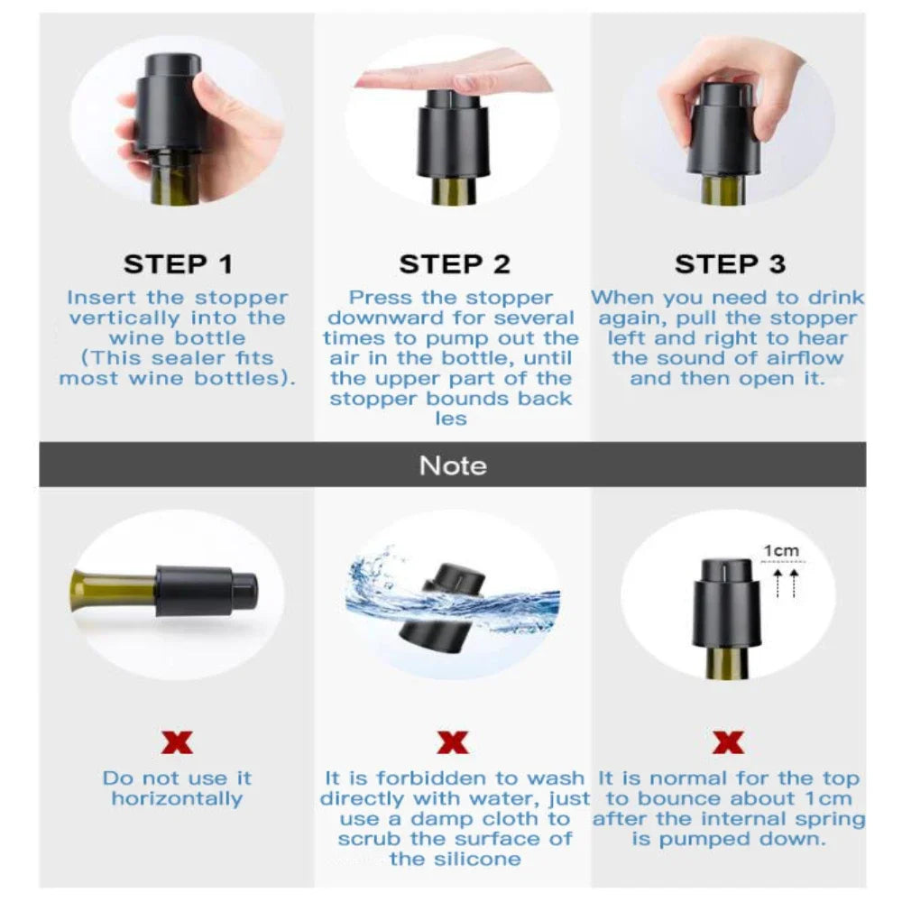 Vacuum Wine Bottle Stopper | Airtight Sealing & Freshness Preservation for Red Wine & Champagne