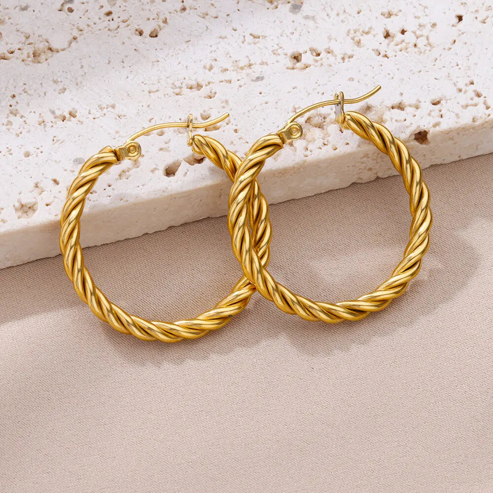 Vintage Twist Hoop Earrings