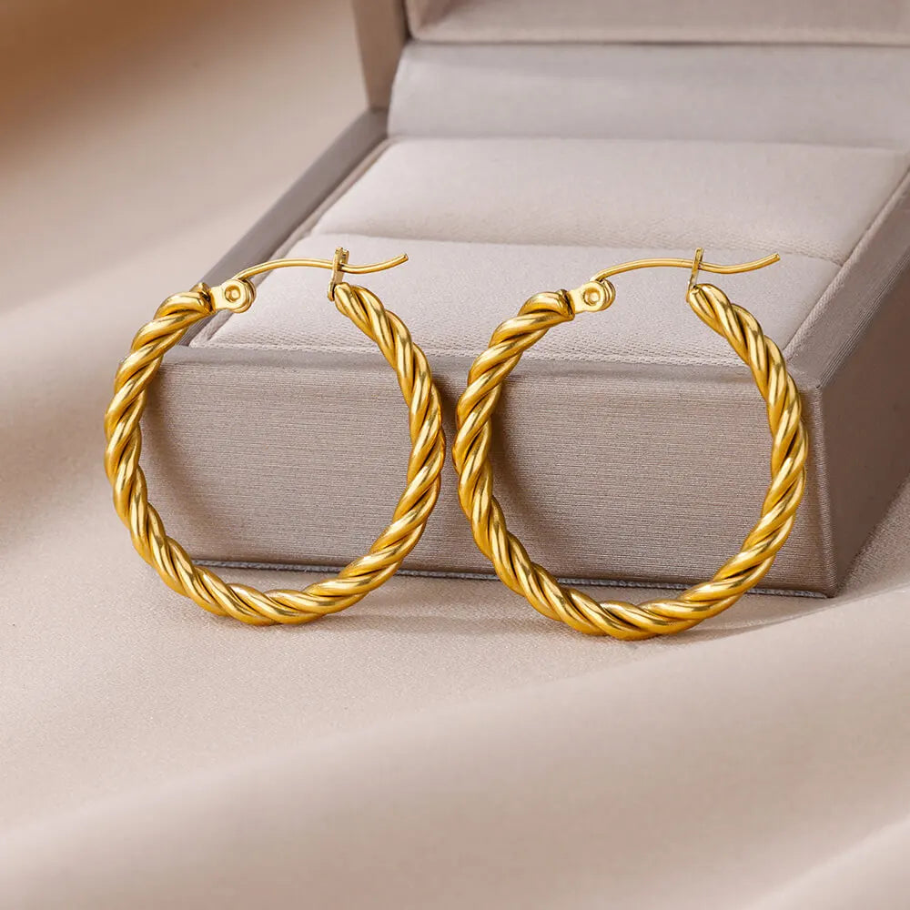 Vintage Twist Hoop Earrings