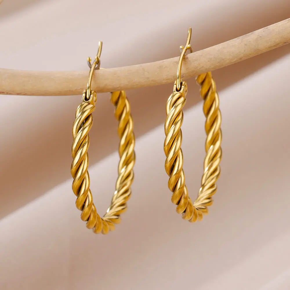 Vintage Twist Hoop Earrings